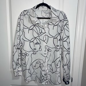 5 for $25 Shein Black & White Button Up Top